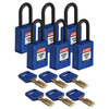 SafeKey Padlocks - Nylon, Blue, KD - Keyed Differently, Plastic, 38.10 mm, 6 Piece / Box